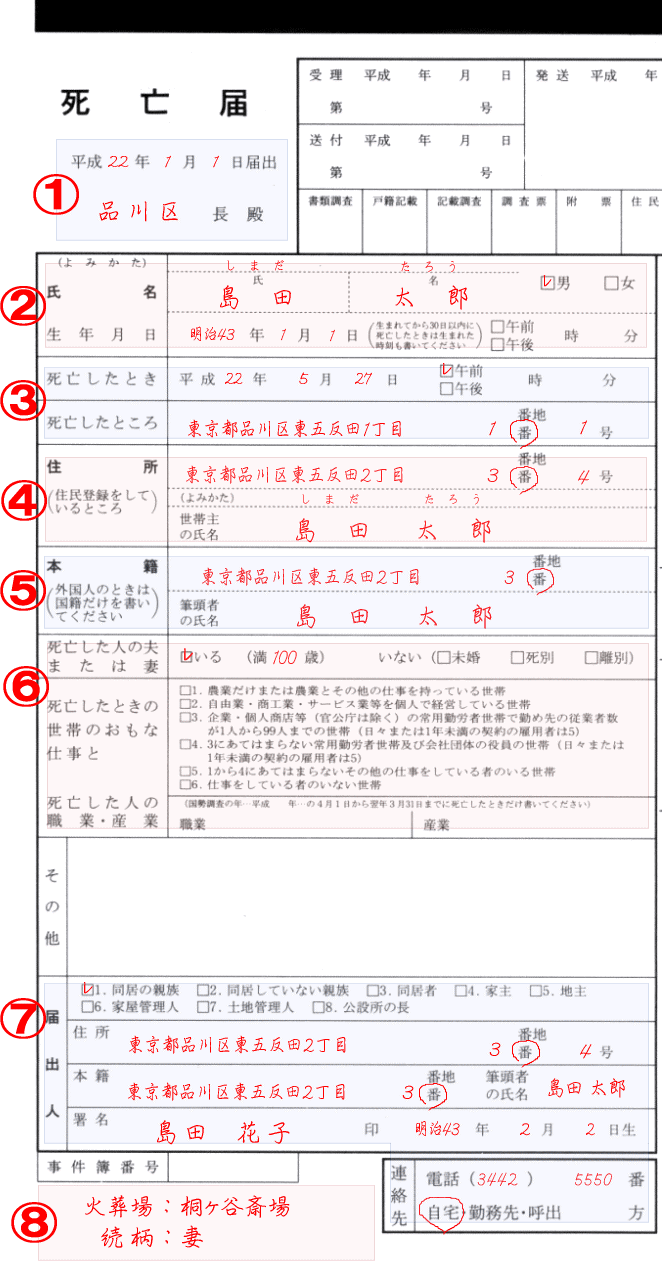 死亡 届 の 書き方